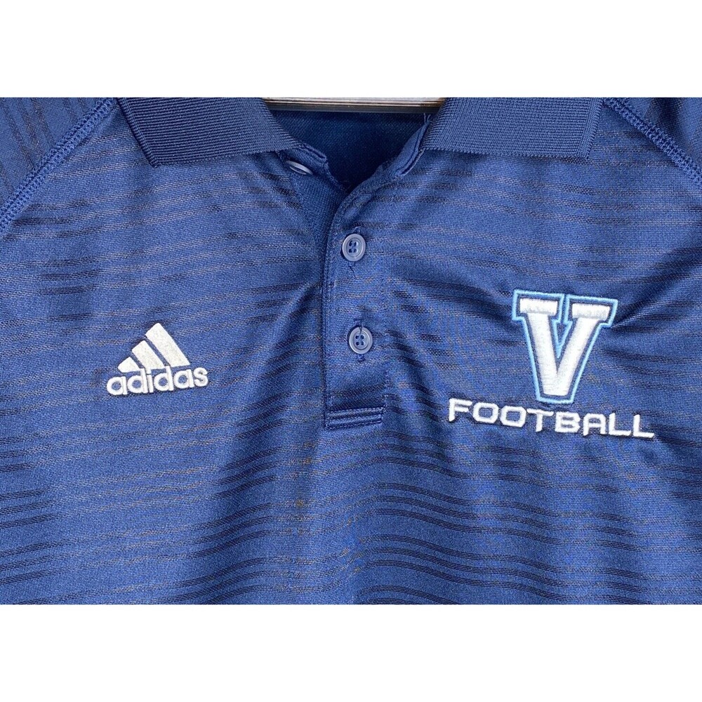 Adidas Valor Eagles Climalite Polo Navy Blue Striped Mens L Highschool Sport EUC - Picture 3 of 7